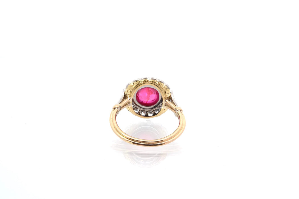 Bague rubis birman non chauffé et diamants