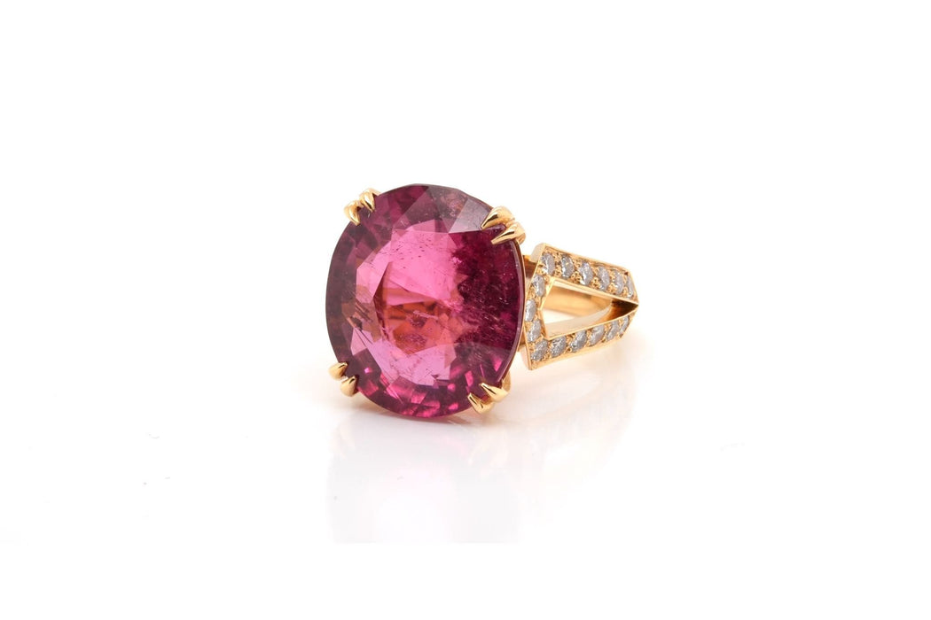 Bague Or jaune Rubellite Diamants