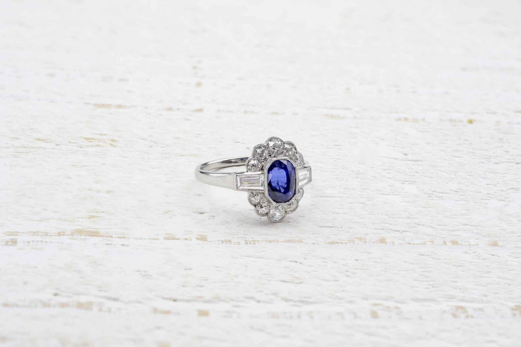 Bague Platine Saphir Diamants
