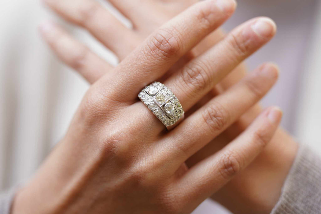 Bague bandeau Or blanc Diamants