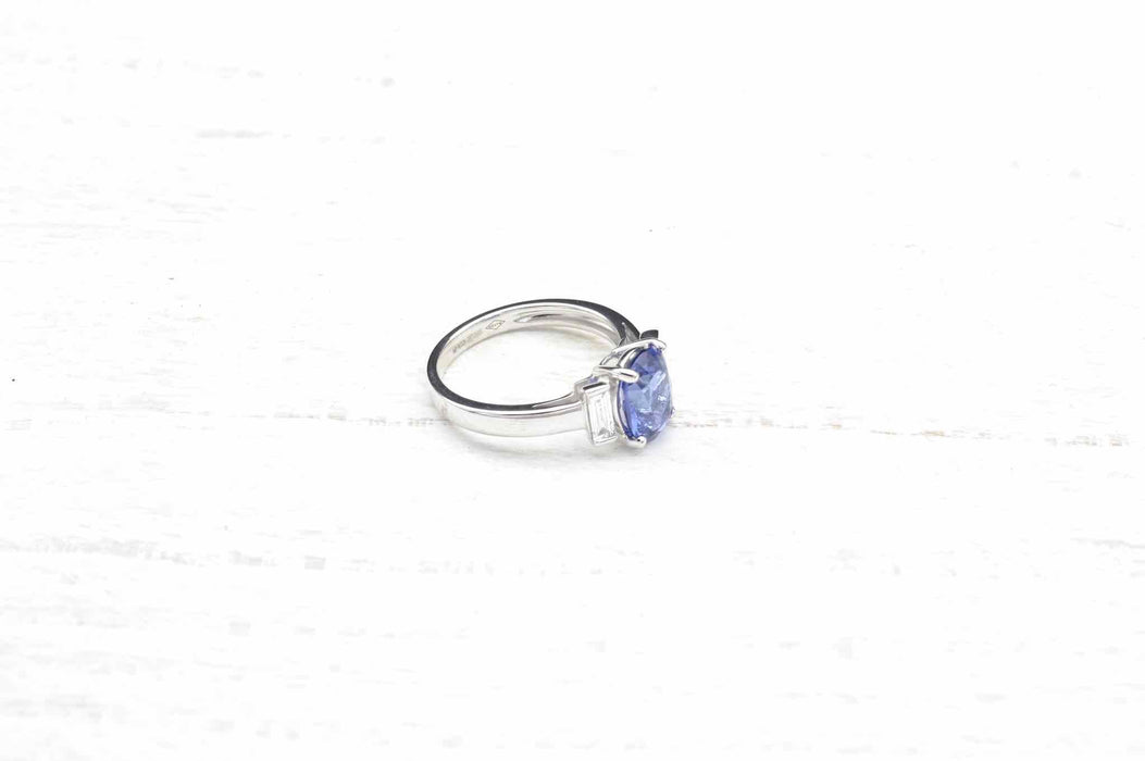 Bague Or blanc Saphir Diamants