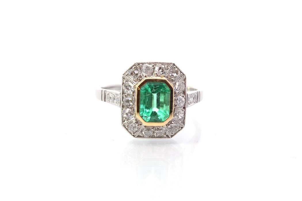Bague émeraude diamants en platine