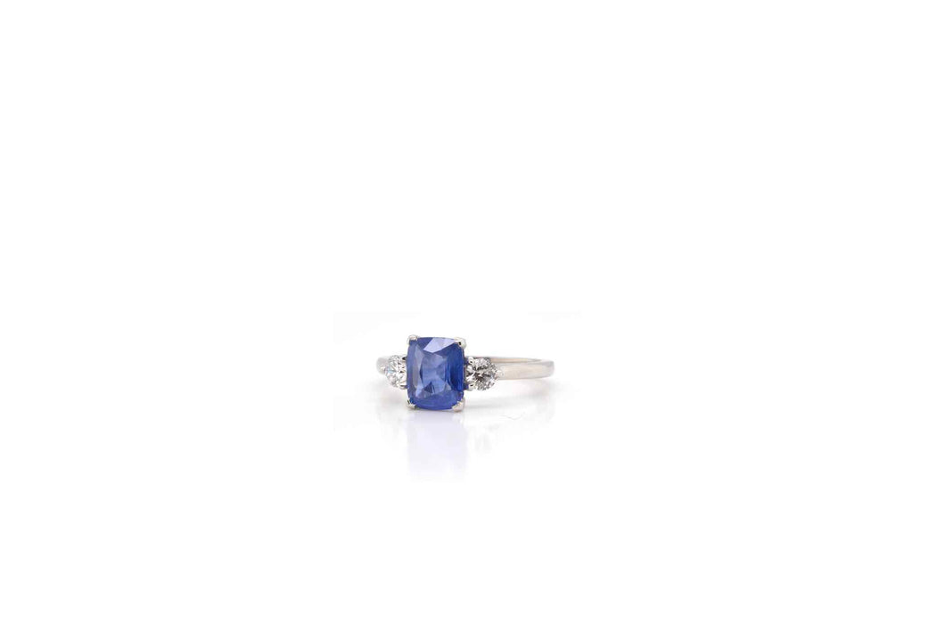 Bague Platine Saphir de Ceylan Diamants