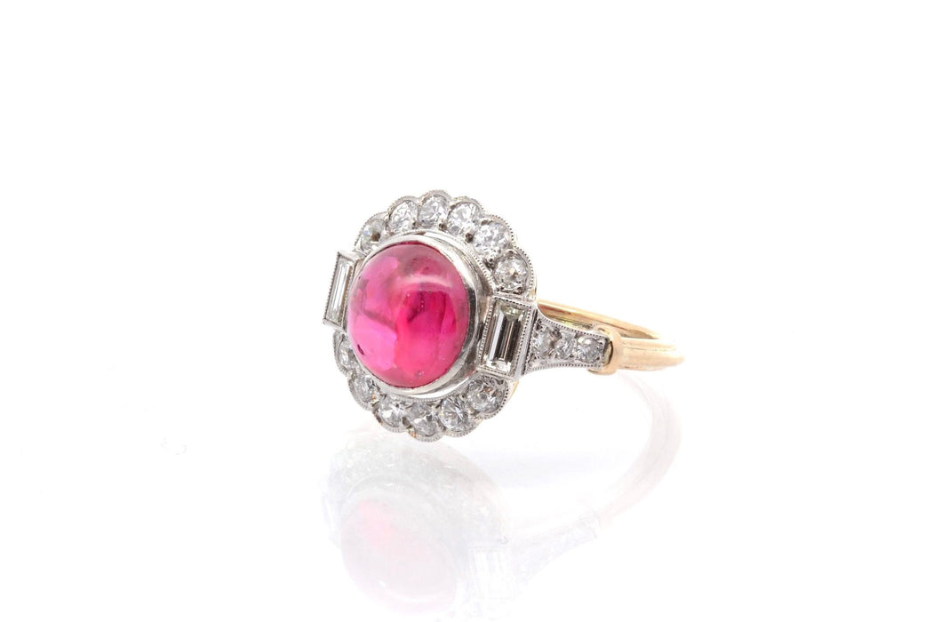 Bague rubis birman non chauffé et diamants