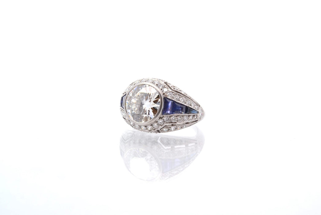 Bague jonc Platine Saphirs Diamant