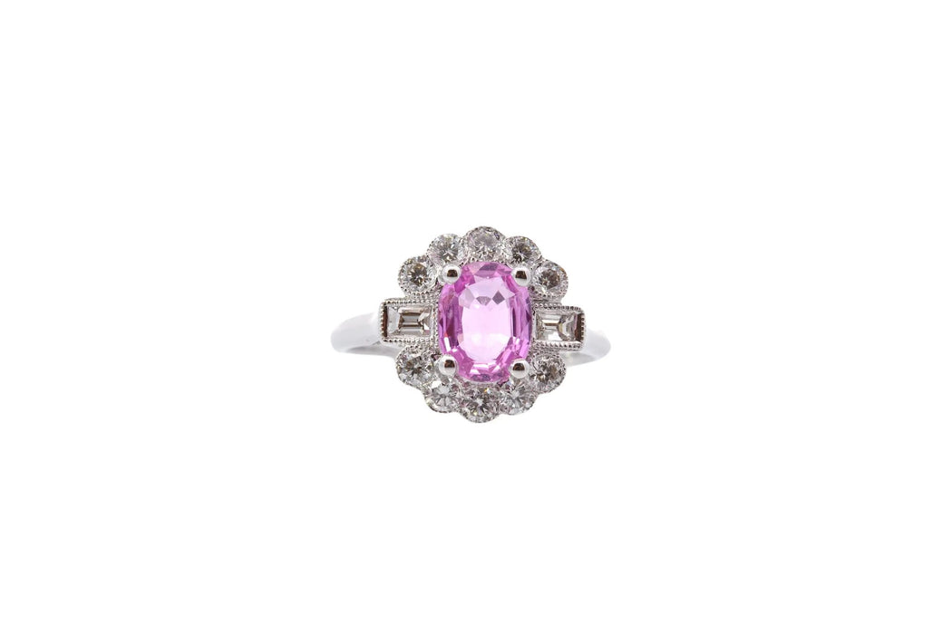 Bague saphir rose et diamants