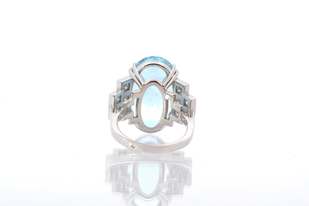 Bague Platine Aigue marine Diamants