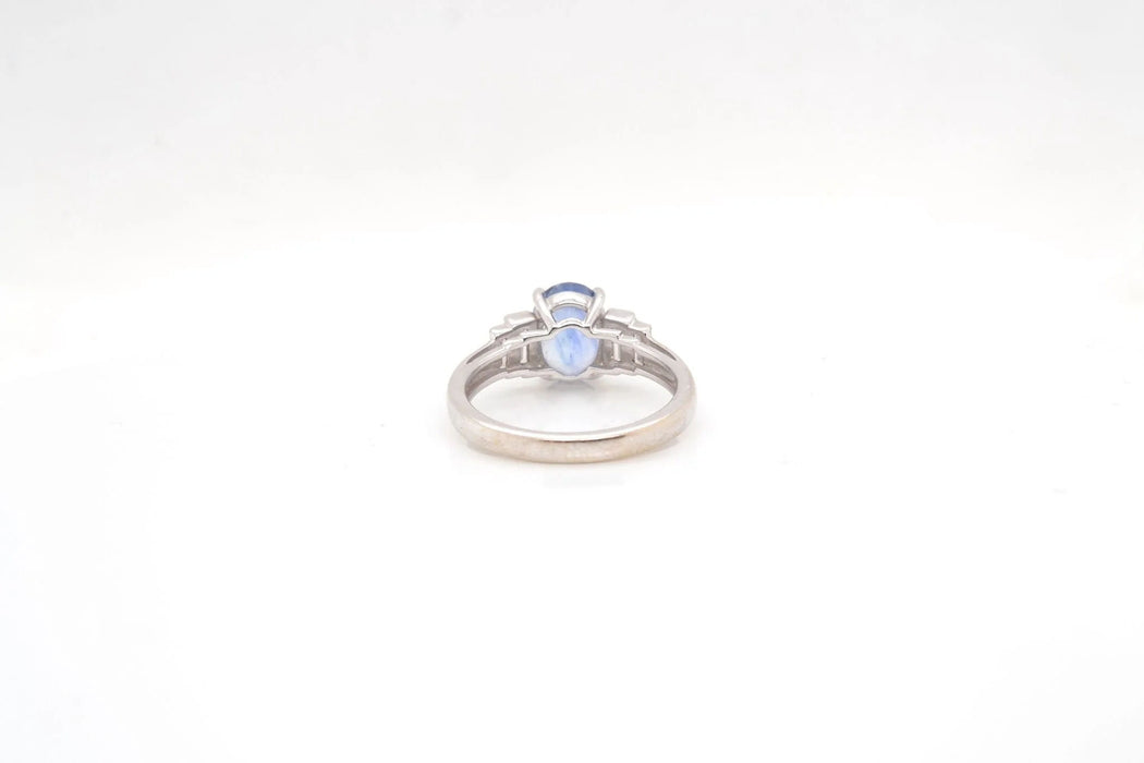 Bague Or blanc Saphir de Ceylan Diamants