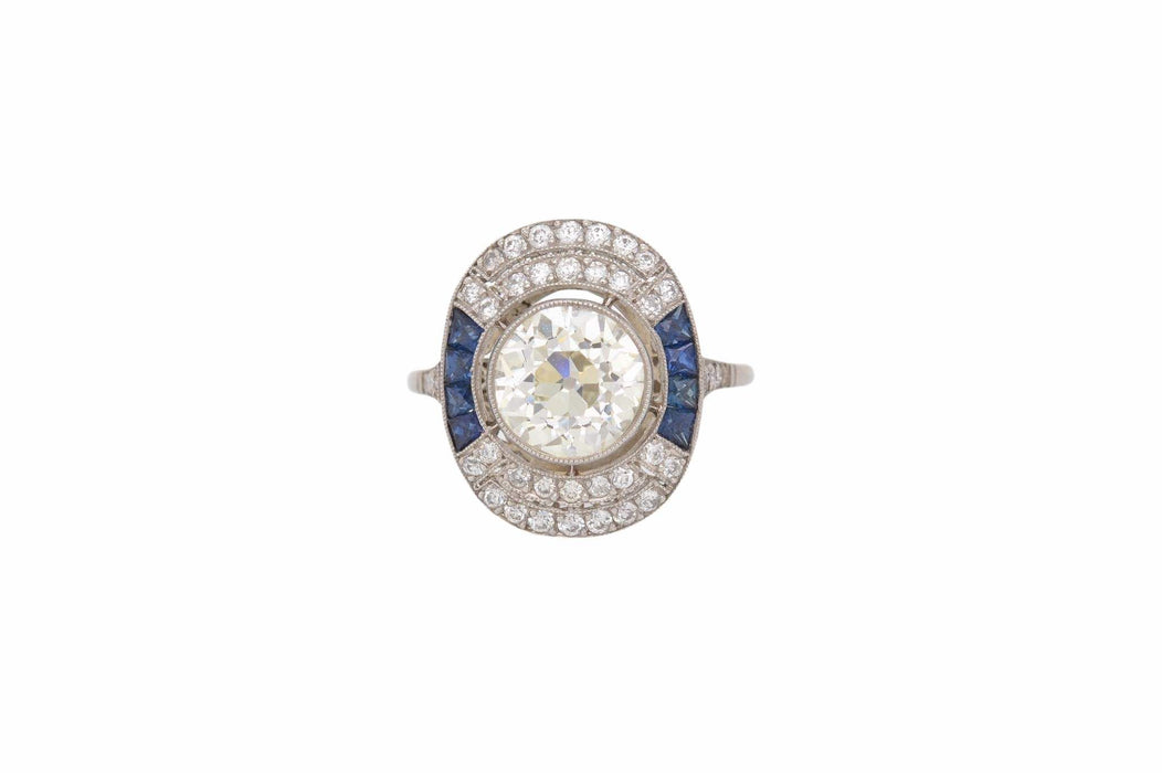 Bague Art Déco Platine Diamant Saphirs