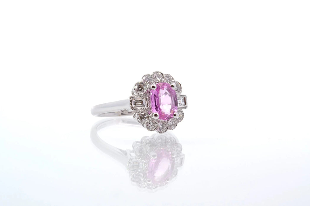 Bague saphir rose et diamants