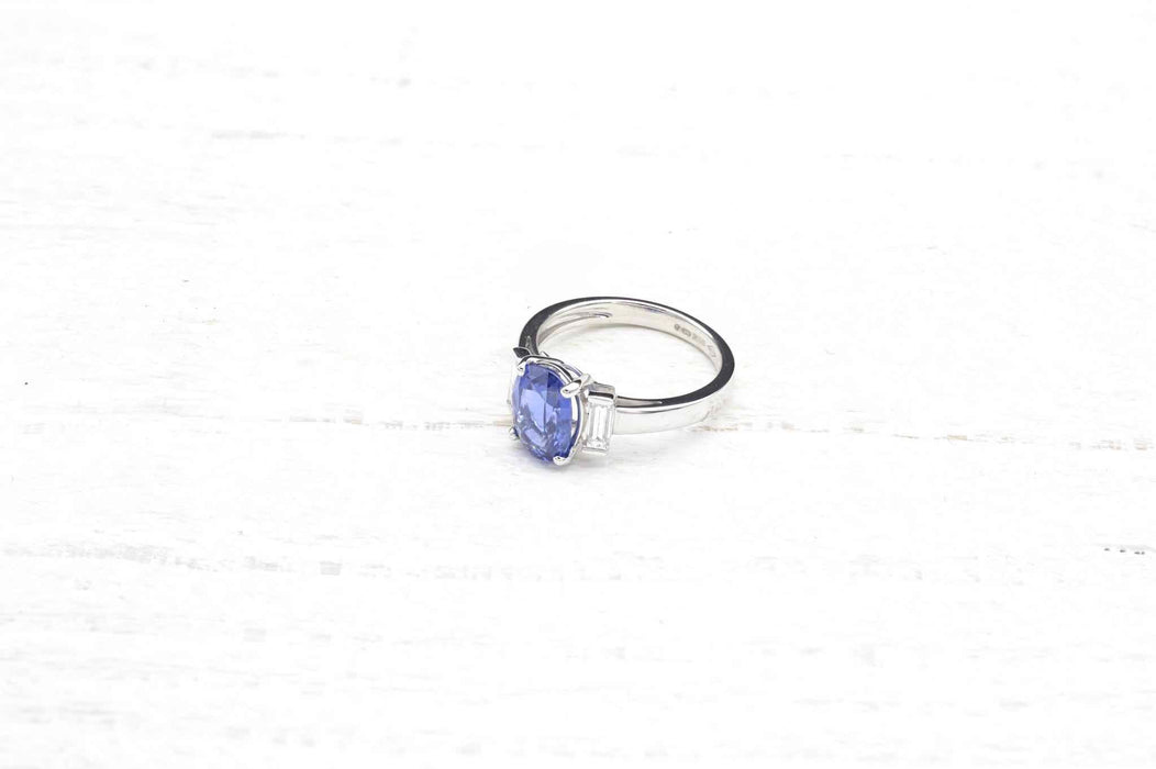 Bague Or blanc Saphir Diamants