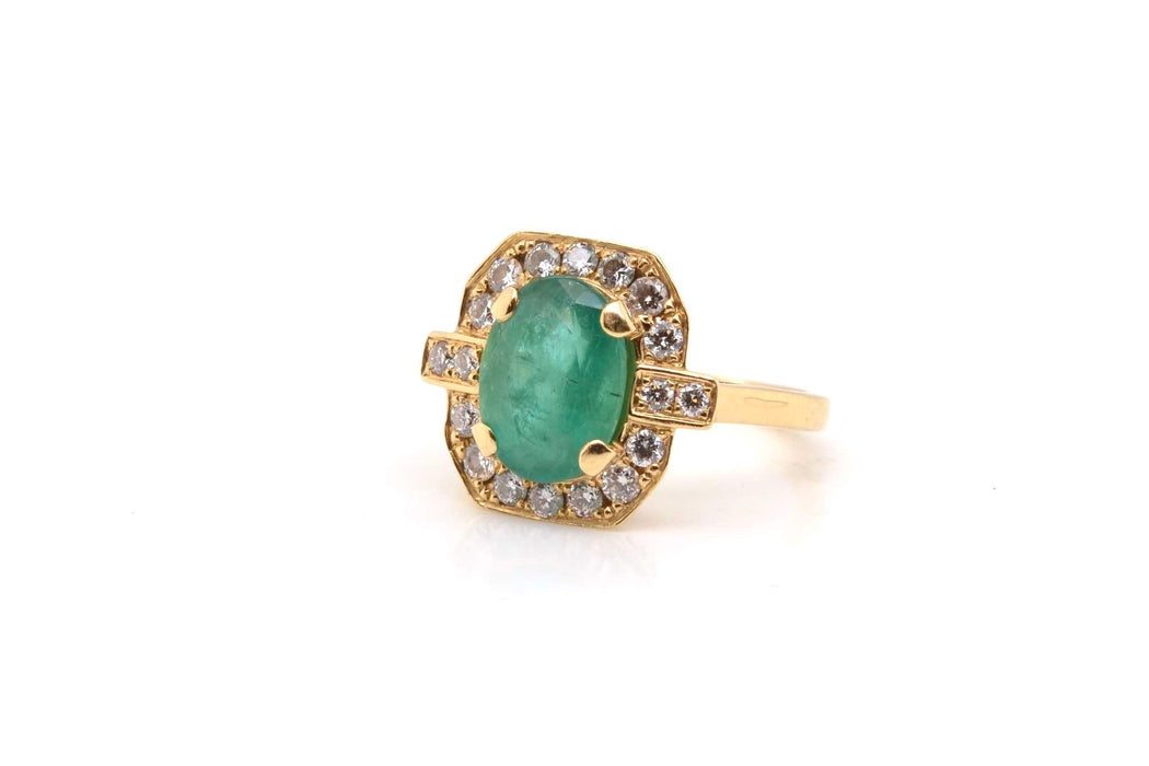 Bague Or jaune Emeraude Diamants