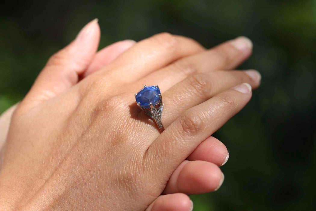 Bague Platine Saphir Diamants