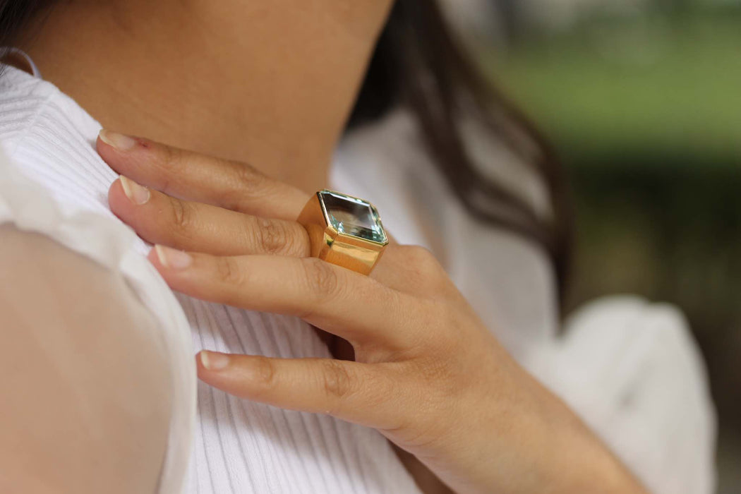 Bague Or jaune Aigue-marine