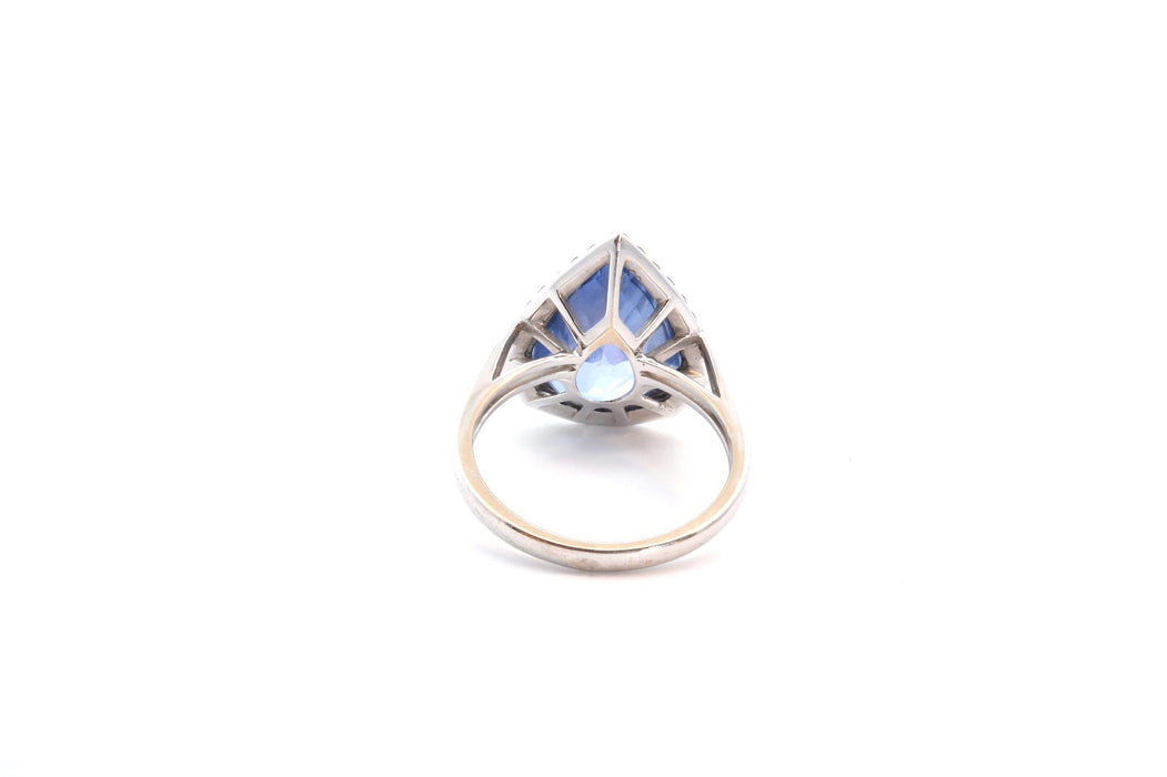 Bague Or blanc Saphir de Ceylan Diamants