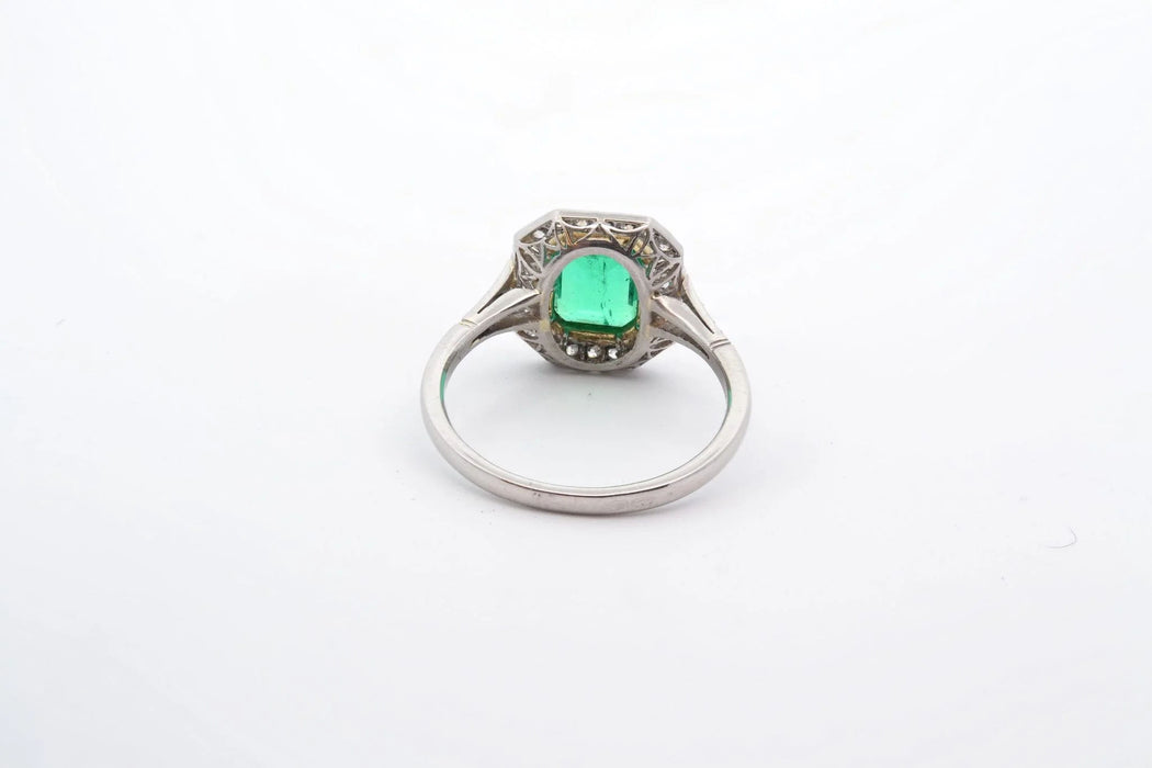 Bague Or jaune Platine Emeraude Diamants