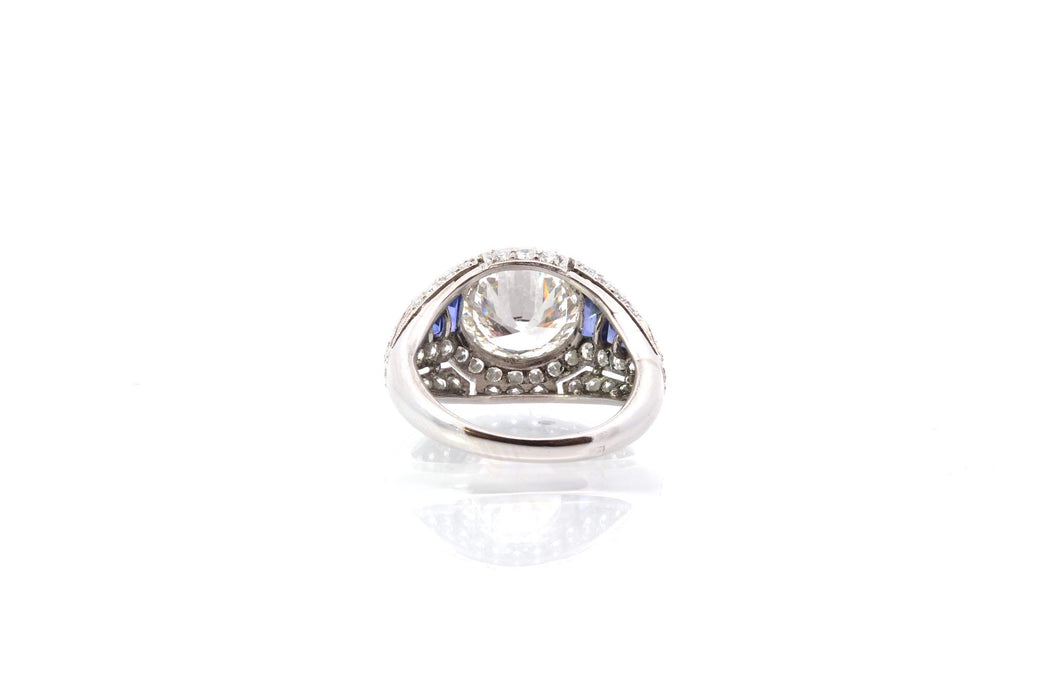 Bague jonc Platine Saphirs Diamant