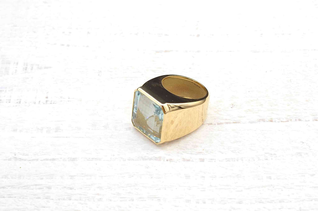 Bague Or jaune Aigue-marine
