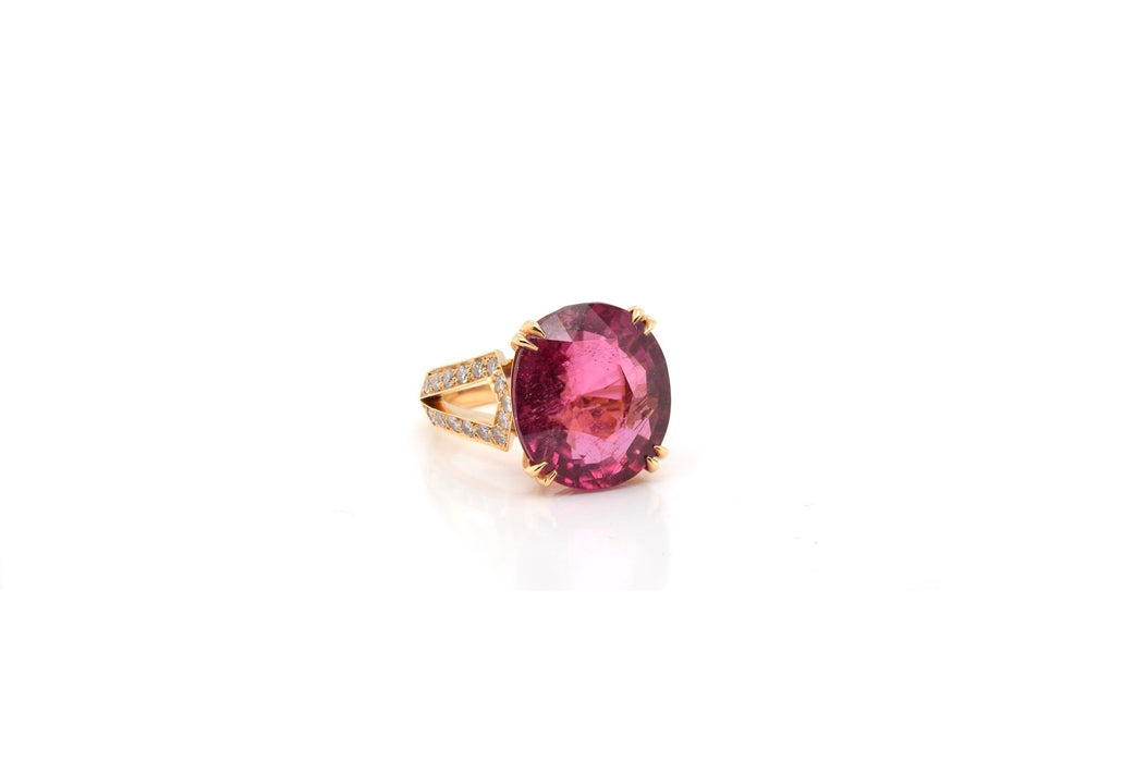 Bague Or jaune Rubellite Diamants