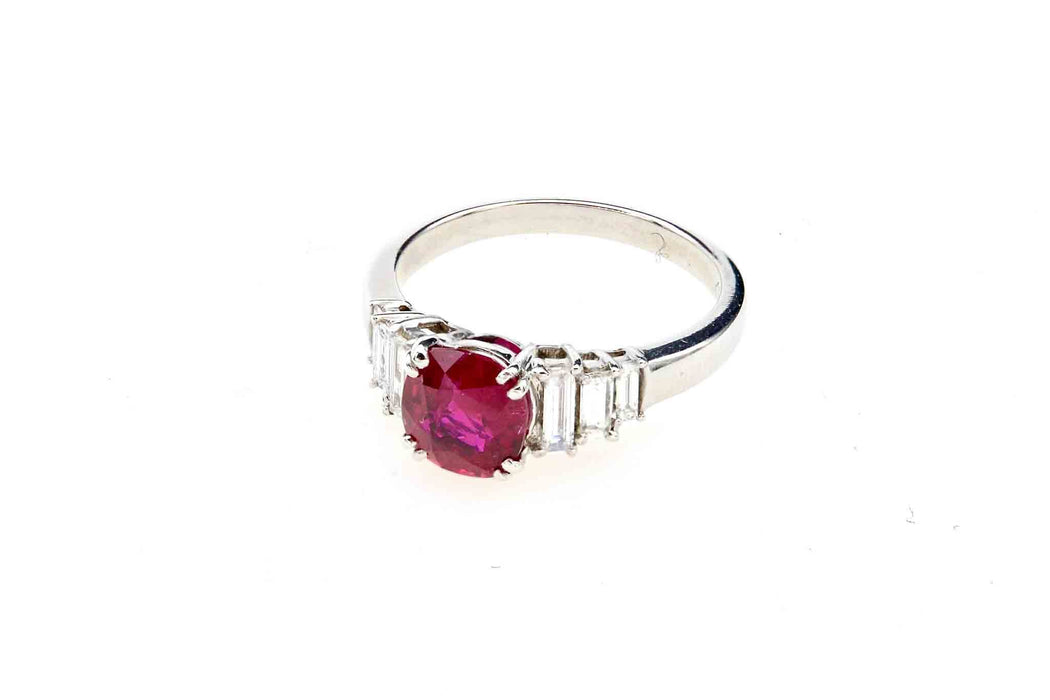 Bague Or blanc Rubis Diamants