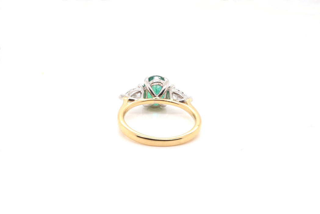 Bague Or jaune Platine Emeraude Diamants
