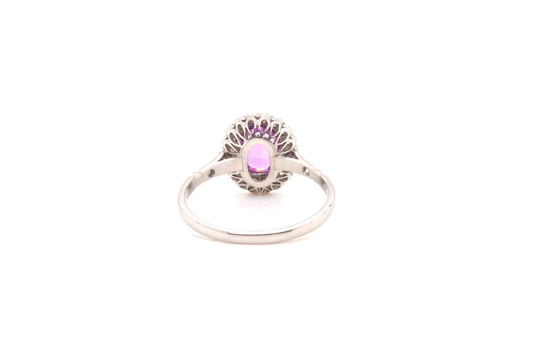 Bague Platine Saphir rose Diamants