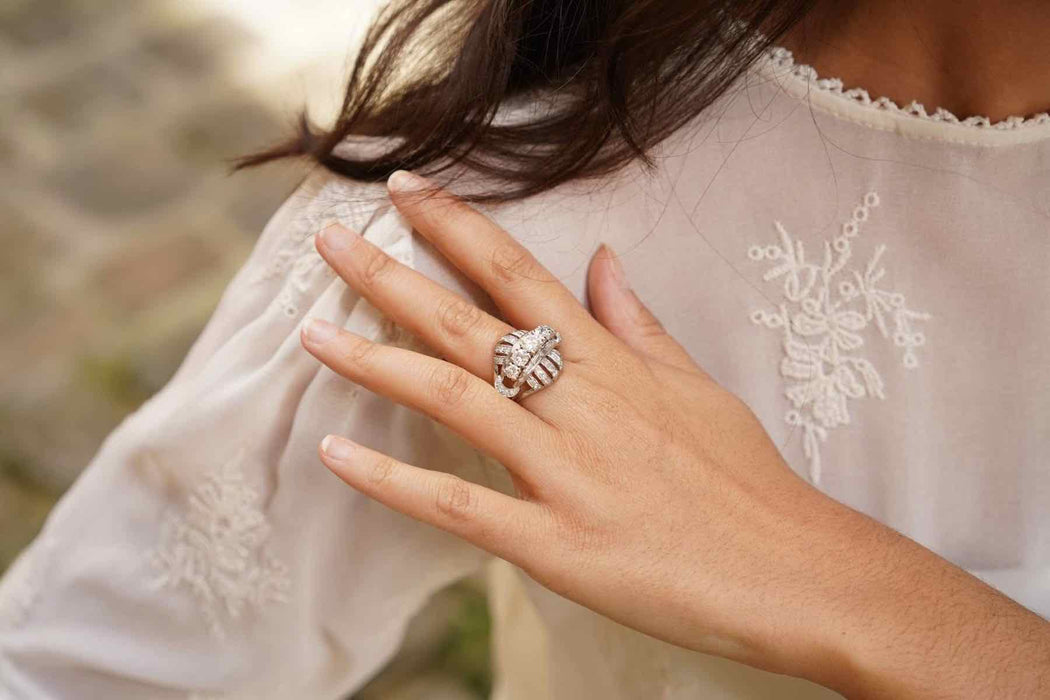Bague dôme Platine Diamant