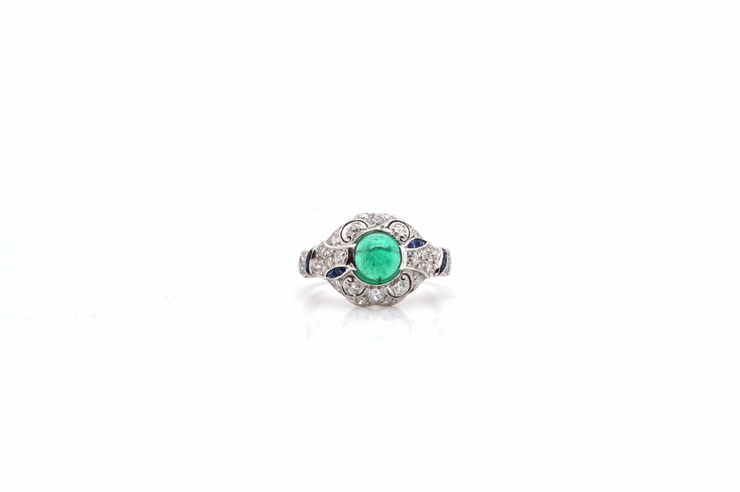 Bague Platine Emeraude Diamants