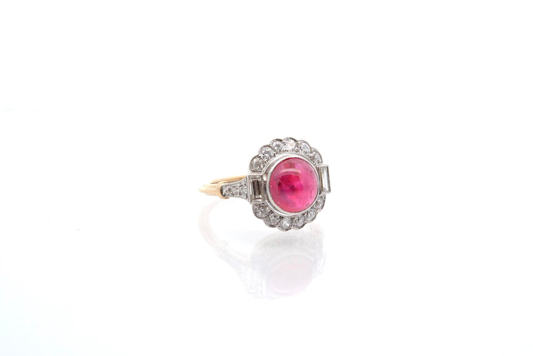 Bague rubis birman non chauffé et diamants