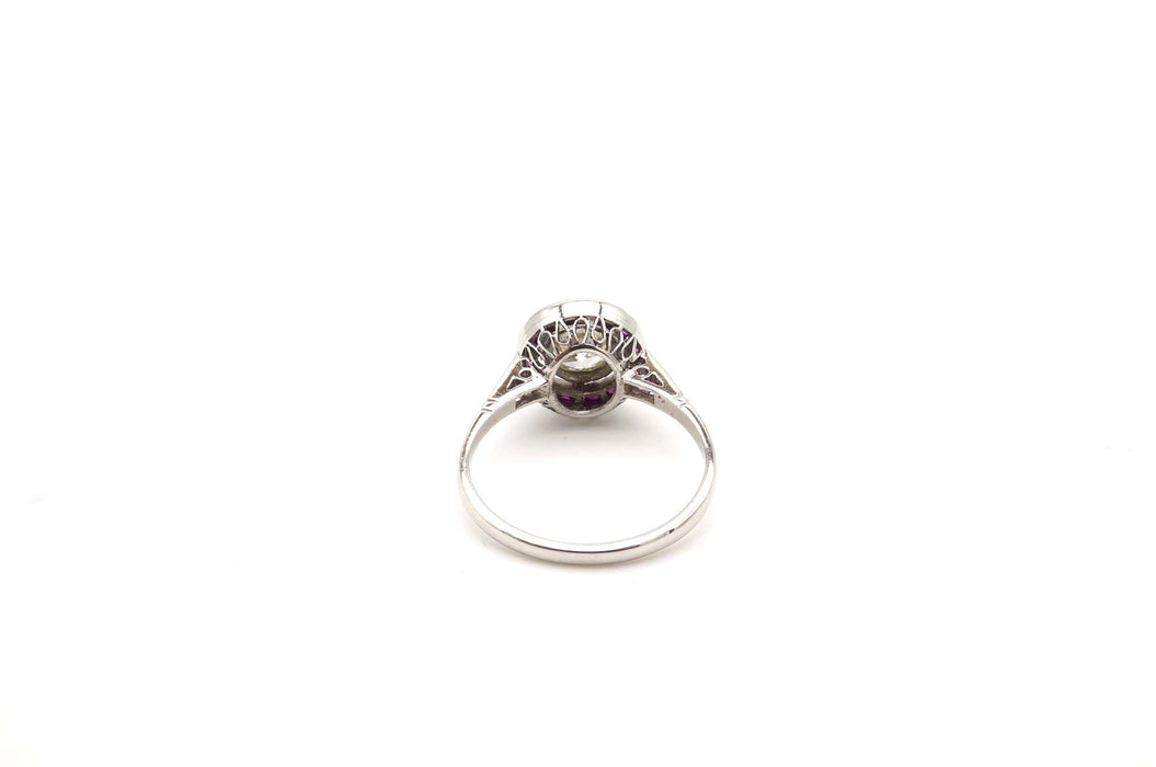 Bague Art Déco Platine Diamant Rubis